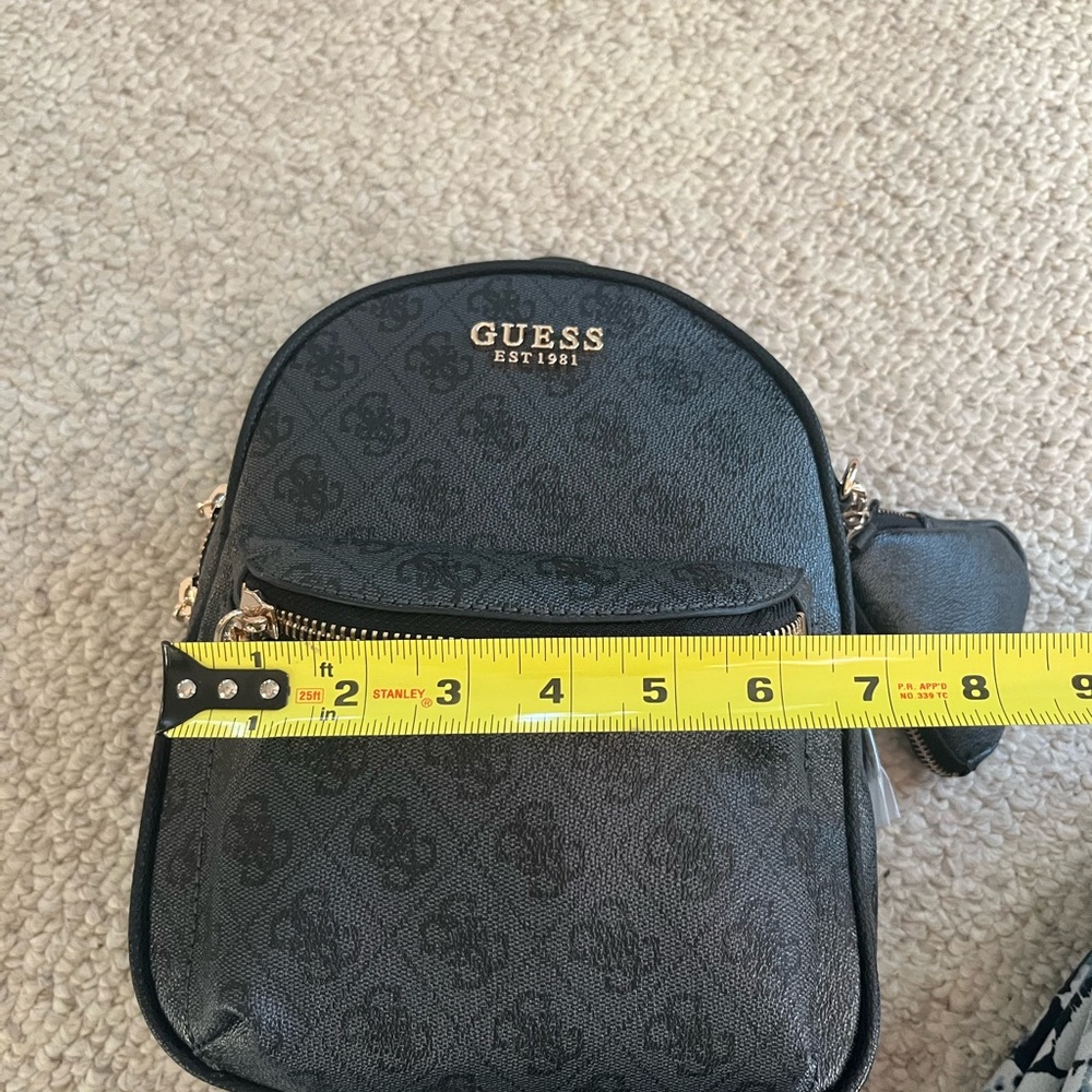Guess Black Textured Backpack with Pouch - Picture 4 of 5